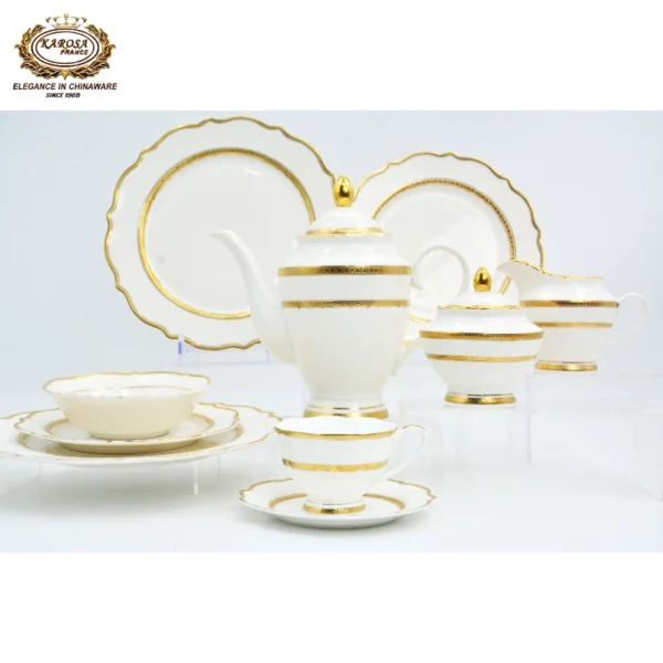 24pcs Light Luxury Gold Rim Afternoon Tea Coffee Cup & Saucer Set